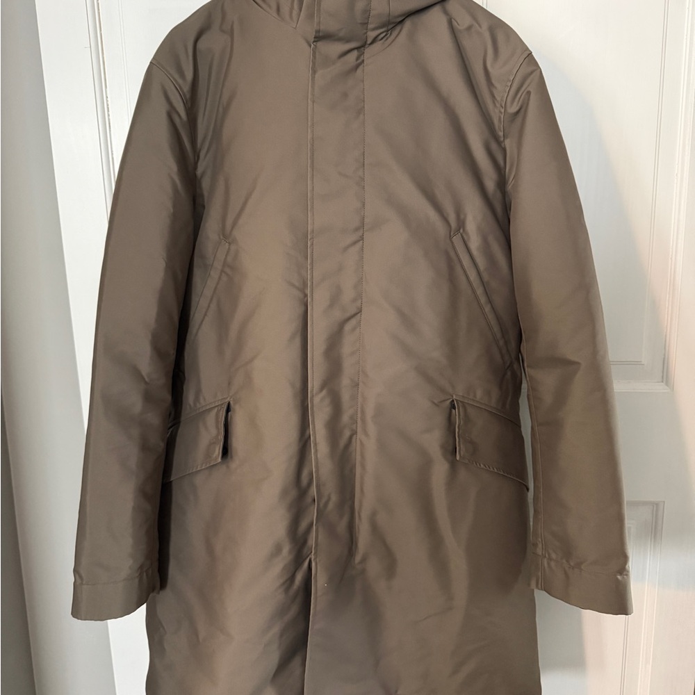 Theory Men's Tan Hooded Winter Coat